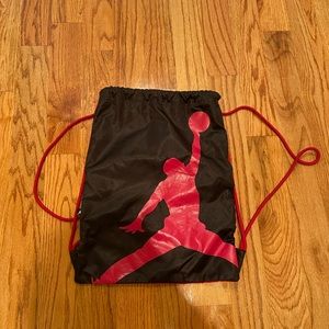 Nike Air Jordan Black and Red Drawstring Bag
